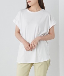 OMNES | UVカット&ドライ加工裾ラウンドヘム半袖チュニック(Tシャツ/カットソー)