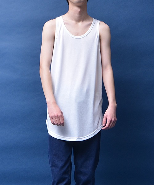 MinoriTY(マイノリティ)の「【MinoriTY】タンクトップ セミロング丈 裾ラウンドタイプ レイヤード Tシャツ重ね着用 インナー メンズ(タンクトップ・メンズ・ブラック/ホワイト/グレー/モカ/ピンク/ブラック×ホワイト/ラベンダー・M/L)」の13枚目の写真