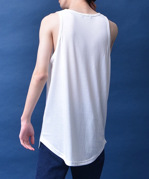 MinoriTY(マイノリティ)の「【MinoriTY】タンクトップ セミロング丈 裾ラウンドタイプ レイヤード Tシャツ重ね着用 インナー メンズ(タンクトップ・メンズ・ブラック/ホワイト/グレー/モカ/ピンク/ブラック×ホワイト/ラベンダー・M/L)」の8枚目の写真