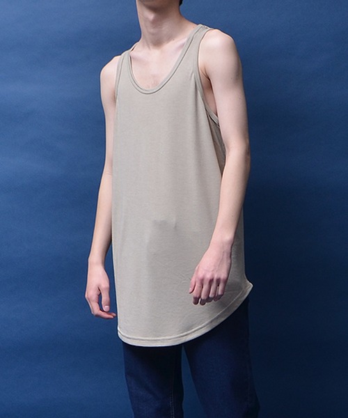 MinoriTY(マイノリティ)の「【MinoriTY】タンクトップ セミロング丈 裾ラウンドタイプ レイヤード Tシャツ重ね着用 インナー メンズ(タンクトップ・メンズ・ブラック/ホワイト/グレー/モカ/ピンク/ブラック×ホワイト/ラベンダー・M/L)」の20枚目の写真
