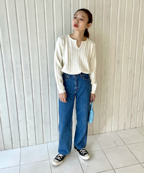 GIMME GIMME(ギミーギミー)の「【GIMME GIMME】Key collar knit gimw22s003(ニット/セーター・レディース・ブラウン/アイボリー・L/M)」の13枚目の写真