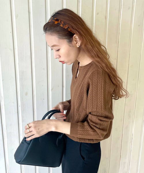 GIMME GIMME(ギミーギミー)の「【GIMME GIMME】Key collar knit gimw22s003(ニット/セーター・レディース・ブラウン/アイボリー・L/M)」の12枚目の写真