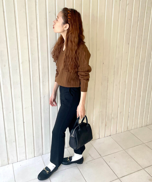 GIMME GIMME(ギミーギミー)の「【GIMME GIMME】Key collar knit gimw22s003(ニット/セーター・レディース・ブラウン/アイボリー・L/M)」の20枚目の写真