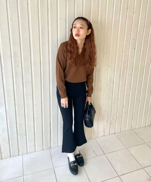 GIMME GIMME(ギミーギミー)の「【GIMME GIMME】Key collar knit gimw22s003(ニット/セーター・レディース・ブラウン/アイボリー・L/M)」の15枚目の写真