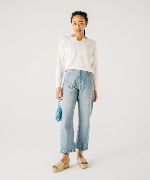 GIMME GIMME(ギミーギミー)の「【GIMME GIMME】Key collar knit gimw22s003(ニット/セーター・レディース・ブラウン/アイボリー・L/M)」の6枚目の写真