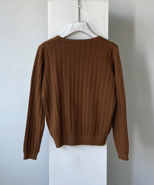 GIMME GIMME(ギミーギミー)の「【GIMME GIMME】Key collar knit gimw22s003(ニット/セーター・レディース・ブラウン/アイボリー・L/M)」の21枚目の写真