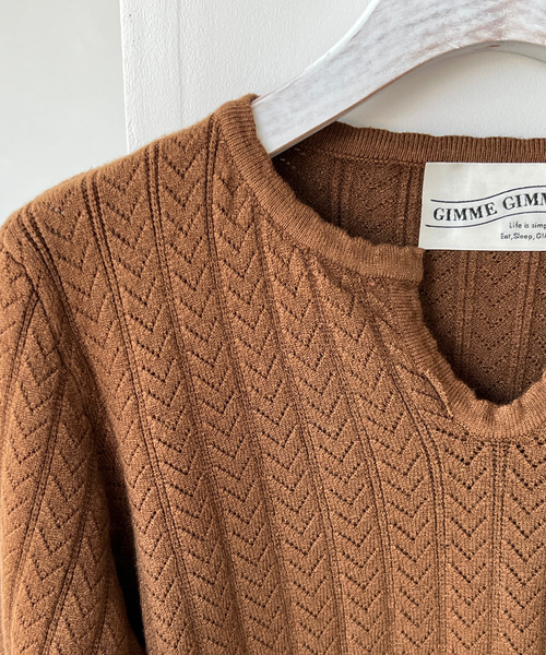 GIMME GIMME(ギミーギミー)の「【GIMME GIMME】Key collar knit gimw22s003(ニット/セーター・レディース・ブラウン/アイボリー・L/M)」の16枚目の写真