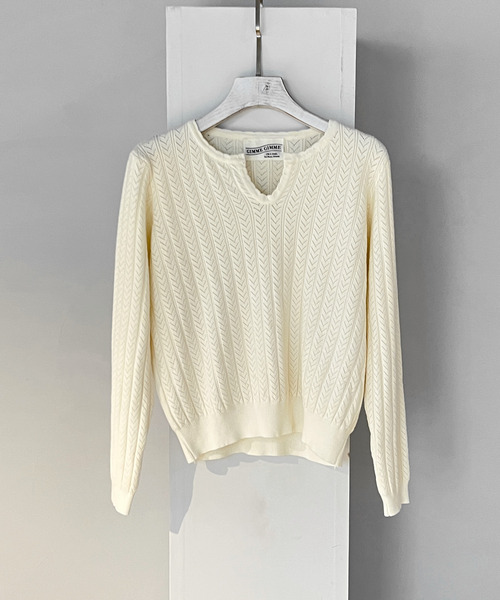 GIMME GIMME(ギミーギミー)の「【GIMME GIMME】Key collar knit gimw22s003(ニット/セーター・レディース・ブラウン/アイボリー・L/M)」の5枚目の写真