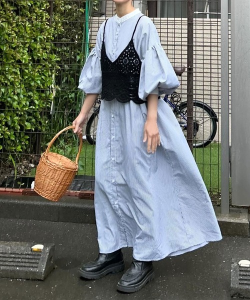 Riberry(リベリー)の「かぎ針編みキャミビスチェ(ベスト・レディース・ブラック/キナリ/A/B・FREE)」の11枚目の写真