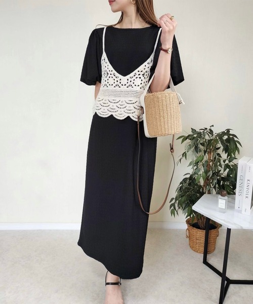 Riberry(リベリー)の「かぎ針編みキャミビスチェ(ベスト・レディース・ブラック/キナリ/A/B・FREE)」の14枚目の写真