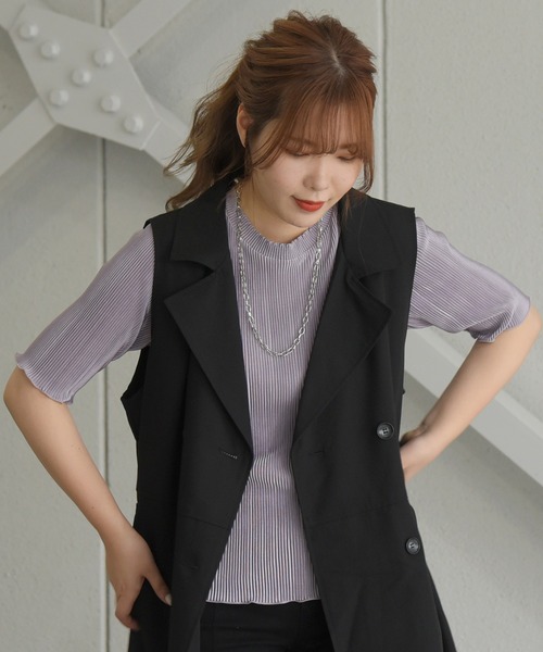 sango(sango)の「5分袖クルーネックプルオーバー(Tシャツ/カットソー・レディース・アイボリー/ライトパープル/グレイッシュベージュ・FREE)」の3枚目の写真
