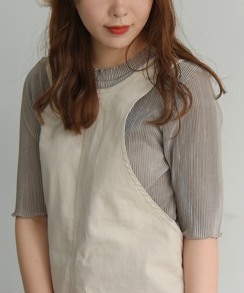 sango(sango)の「5分袖クルーネックプルオーバー(Tシャツ/カットソー・レディース・アイボリー/ライトパープル/グレイッシュベージュ・FREE)」の2枚目の写真