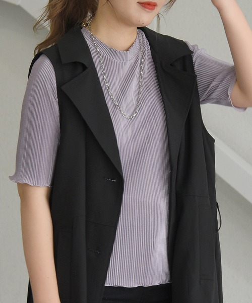 sango(sango)の「5分袖クルーネックプルオーバー(Tシャツ/カットソー・レディース・アイボリー/ライトパープル/グレイッシュベージュ・FREE)」の22枚目の写真