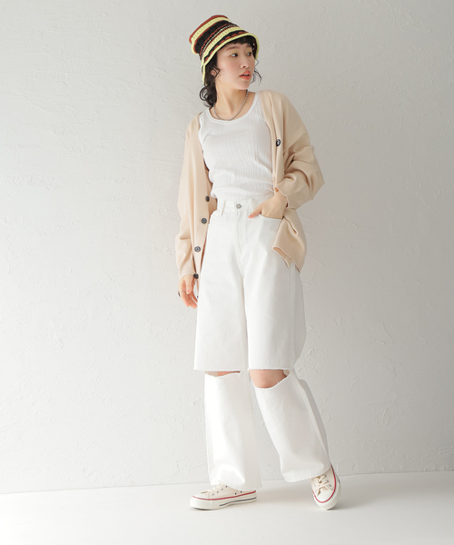 Oriens JOURNAL STANDARD（オリエンス ジャーナルスタンダード）の「スーパーワイドクラッシュデニム（デニムパンツ・レディース・ホワイト/ネイビー/ブルー系その他・38/36/34）」の5枚目の写真