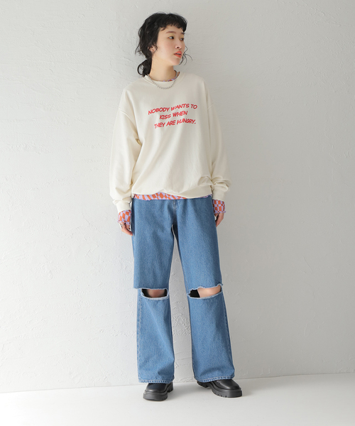 Oriens JOURNAL STANDARD（オリエンス ジャーナルスタンダード）の「スーパーワイドクラッシュデニム（デニムパンツ・レディース・ホワイト/ネイビー/ブルー系その他・38/36/34）」の7枚目の写真