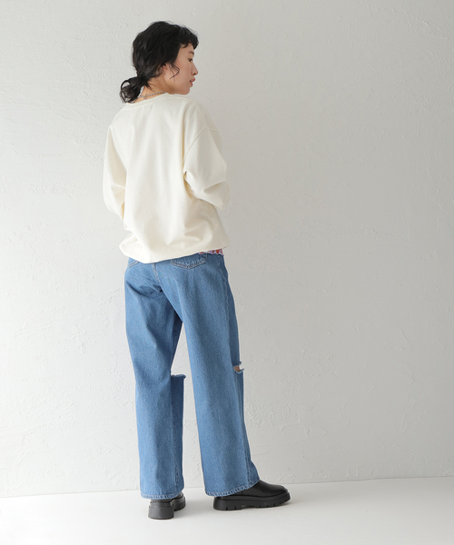 Oriens JOURNAL STANDARD（オリエンス ジャーナルスタンダード）の「スーパーワイドクラッシュデニム（デニムパンツ・レディース・ホワイト/ネイビー/ブルー系その他・38/36/34）」の8枚目の写真