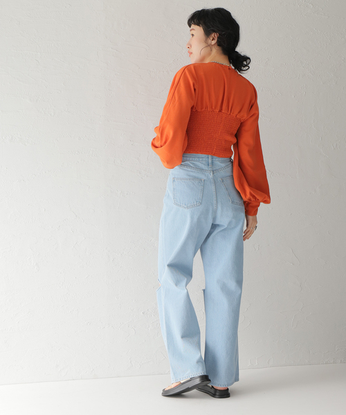 Oriens JOURNAL STANDARD（オリエンス ジャーナルスタンダード）の「スーパーワイドクラッシュデニム（デニムパンツ・レディース・ホワイト/ネイビー/ブルー系その他・38/36/34）」の10枚目の写真