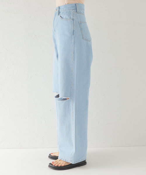 Oriens JOURNAL STANDARD（オリエンス ジャーナルスタンダード）の「スーパーワイドクラッシュデニム（デニムパンツ・レディース・ホワイト/ネイビー/ブルー系その他・38/36/34）」の12枚目の写真