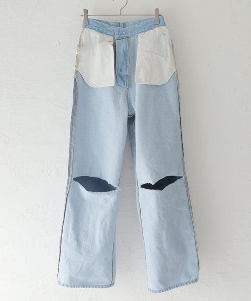 Oriens JOURNAL STANDARD（オリエンス ジャーナルスタンダード）の「スーパーワイドクラッシュデニム（デニムパンツ・レディース・ホワイト/ネイビー/ブルー系その他・38/36/34）」の22枚目の写真