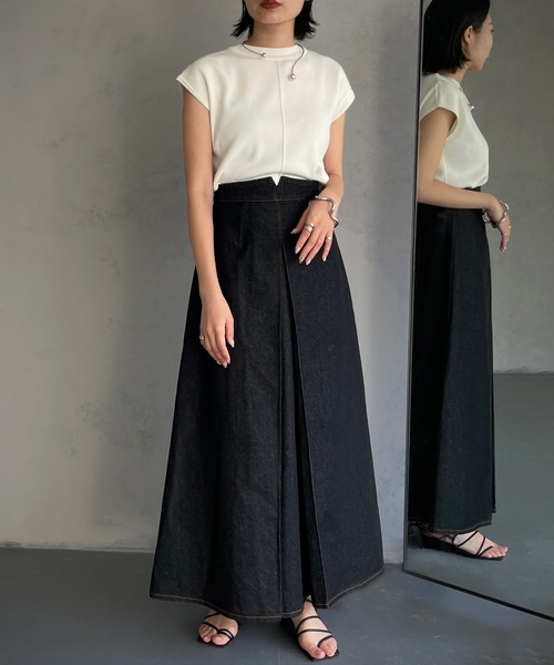 &g'aime（アンジェム）の「【&g’aime】ミラノリブフレンチスリーブニット（ニット/セーター・レディース・ホワイト/ブラック/グレー/グリーン/グレイッシュベージュ・FREE）」の13枚目の写真