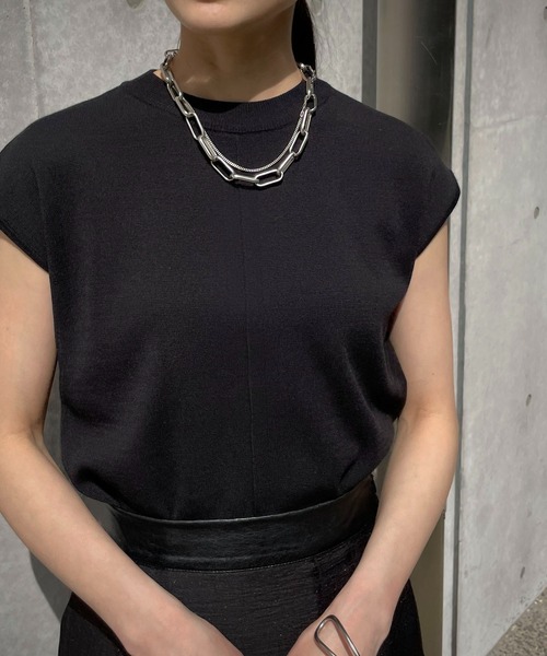 &g'aime（アンジェム）の「【&g’aime】ミラノリブフレンチスリーブニット（ニット/セーター・レディース・ホワイト/ブラック/グレー/グリーン/グレイッシュベージュ・FREE）」の20枚目の写真