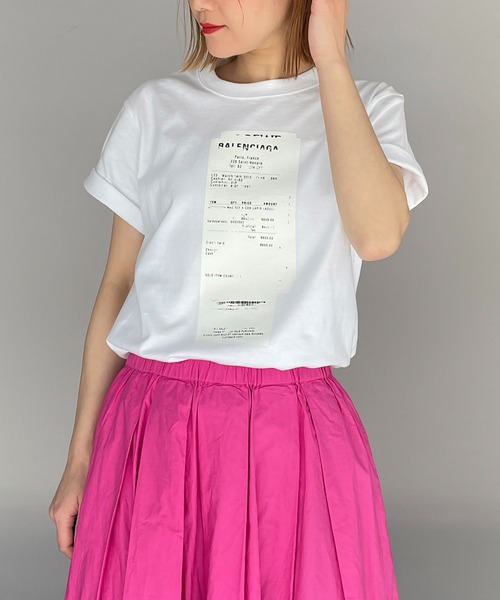PICCIN（ピッチン）の「double receipt(ダブルレシート)Tシャツ（Tシャツ/カットソー・レディース・ホワイト/ブラック/ベージュ・M）」の2枚目の写真