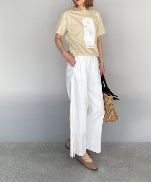 PICCIN（ピッチン）の「double receipt(ダブルレシート)Tシャツ（Tシャツ/カットソー・レディース・ホワイト/ブラック/ベージュ・M）」の19枚目の写真