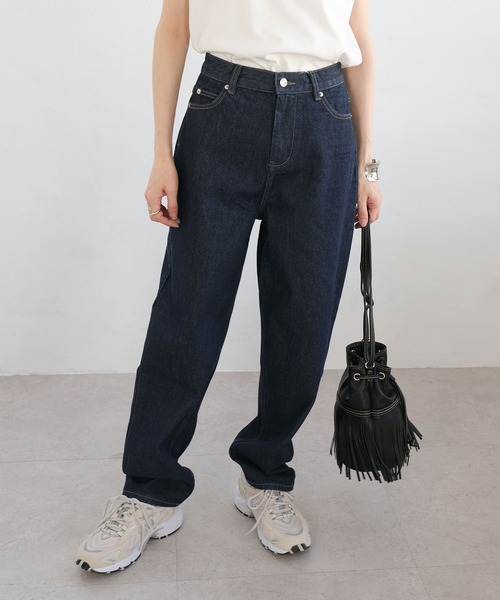 ANDJ(アンドジェイ)の「【2022/SS】13.5ozハイウエストテーパードデニムパンツ(デニムパンツ・レディース・ライトブルー/インディゴブルー・S/M)」の18枚目の写真