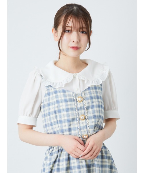 Ank Rouge(アンクルージュ)の「パールボタンビスチェ(ベスト・レディース・ブルー/ベージュ/ブラック・M)」の3枚目の写真