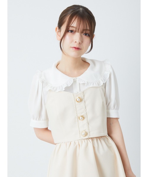 Ank Rouge(アンクルージュ)の「パールボタンビスチェ(ベスト・レディース・ブルー/ベージュ/ブラック・M)」の13枚目の写真