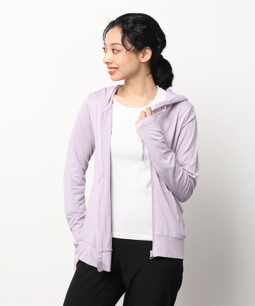 Salong hameu(サロン ハミュー)の「\5000枚販売突破/ UVカット加工・接触冷感・吸汗速乾ドライ・ストレッチ ジップアップパーカー レディース(パーカー・レディース・アイボリー/ライトブルー/イエロー/モカ/グレー/ブラック/ラベンダー/ベージュ/モスグリーン/サックスブルー・M/L)」の19枚目の写真