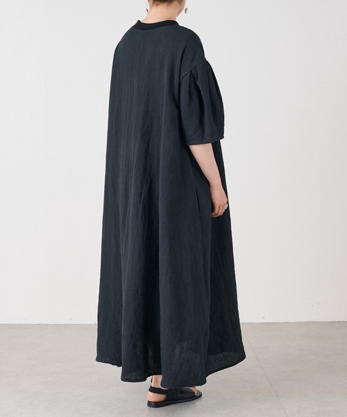 BEARDSLEY（ビアズリー）バルーンドロストワンピース ベージュ リネン混 BEARDSLEY（ビアズリー）バルーンドロストワンピース ベージュ