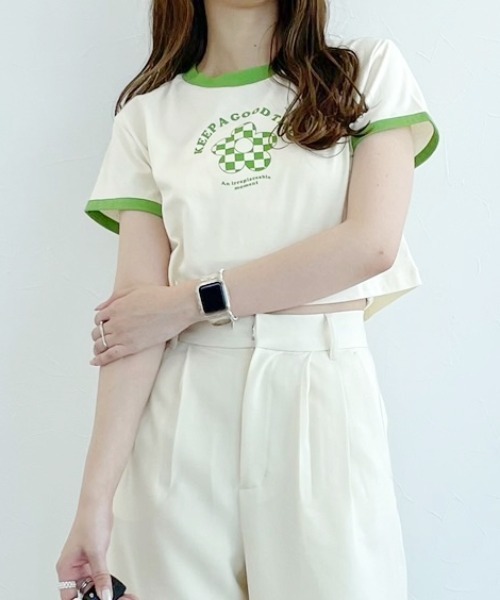 Heather（ヘザー）の「レトロチビＴ　297751（Tシャツ/カットソー・レディース・レッド系その他/オフホワイト/グレー・FREE）」の2枚目の写真