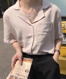 オープンカラールーズ開襟シャツ