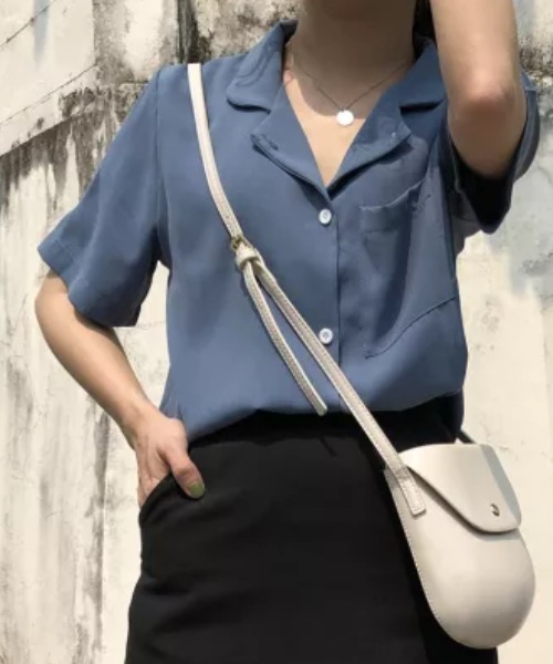 everycoco(エブリーココ)の「オープンカラールーズ開襟シャツ(シャツ/ブラウス・レディース・ブラック/イエロー/ブルー/アイボリー/ミント・FREE)」の21枚目の写真