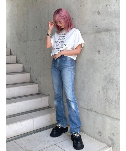 jouetie(ジュエティ)の「グランジロゴクロップド Tシャツ(Tシャツ/カットソー・レディース・ブラック/ピンク/オフホワイト・MEDIUM)」の7枚目の写真