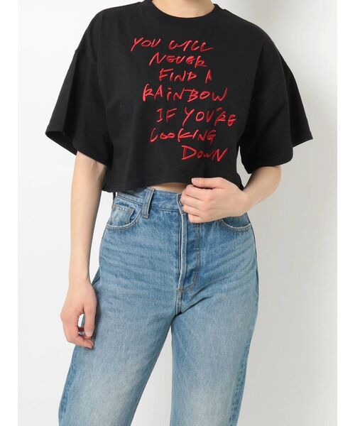jouetie(ジュエティ)の「グランジロゴクロップド Tシャツ(Tシャツ/カットソー・レディース・ブラック/ピンク/オフホワイト・MEDIUM)」の8枚目の写真