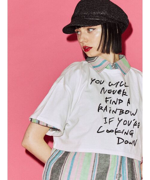 jouetie(ジュエティ)の「グランジロゴクロップド Tシャツ(Tシャツ/カットソー・レディース・ブラック/ピンク/オフホワイト・MEDIUM)」の14枚目の写真