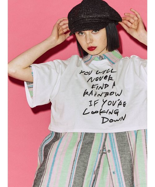 jouetie(ジュエティ)の「グランジロゴクロップド Tシャツ(Tシャツ/カットソー・レディース・ブラック/ピンク/オフホワイト・MEDIUM)」の15枚目の写真