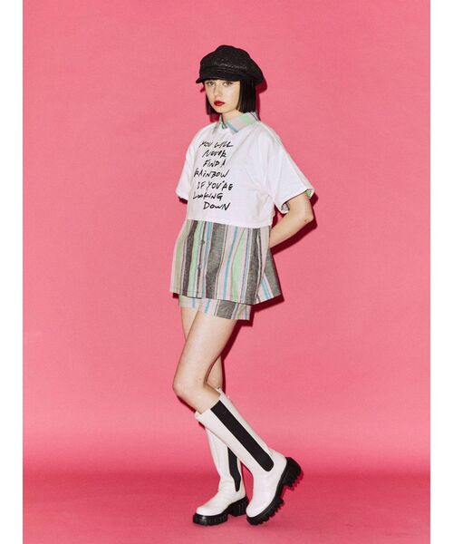 jouetie(ジュエティ)の「グランジロゴクロップド Tシャツ(Tシャツ/カットソー・レディース・ブラック/ピンク/オフホワイト・MEDIUM)」の17枚目の写真