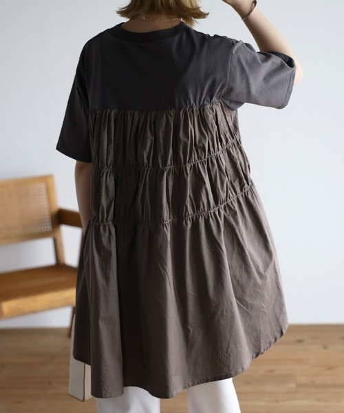 Fizz（フィズ）の「【Fizz/フィズ】　後ろティアード切替えチュニック丈トップス（チュニック・レディース・ホワイト/スミクロ・M）」の16枚目の写真