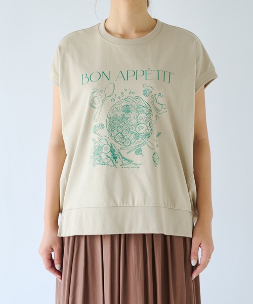 RIVE DROITE（リヴドロワ）の「Bon appetit Tシャツ（Tシャツ/カットソー・レディース・オフホワイト/ベージュ・FREE）」の5枚目の写真