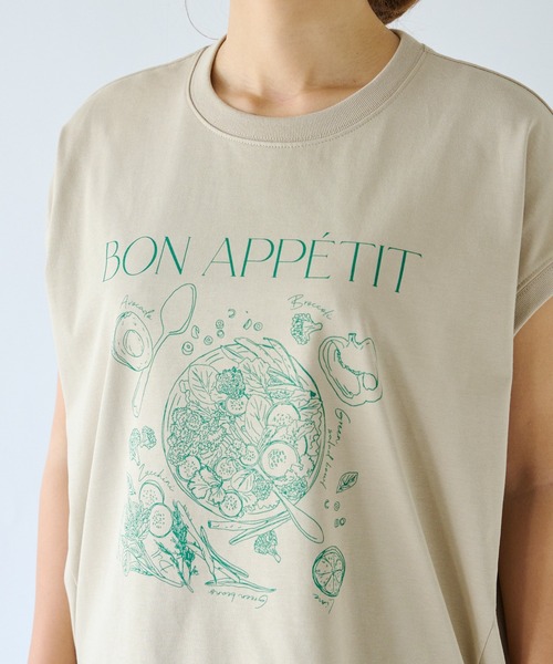 RIVE DROITE（リヴドロワ）の「Bon appetit Tシャツ（Tシャツ/カットソー・レディース・オフホワイト/ベージュ・FREE）」の8枚目の写真