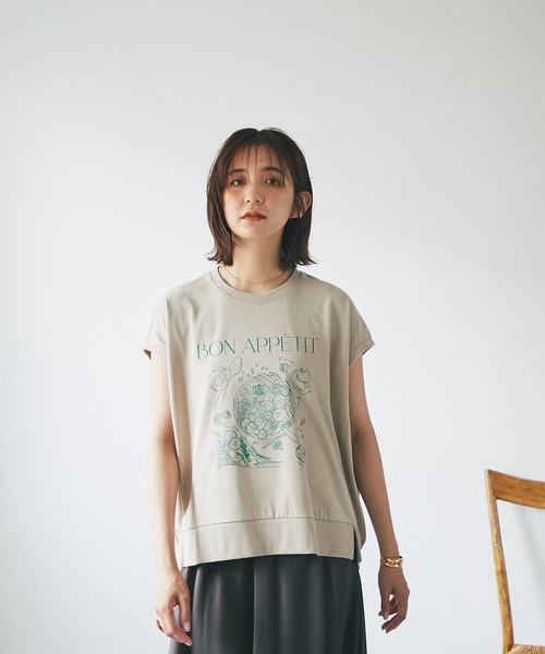 RIVE DROITE（リヴドロワ）の「Bon appetit Tシャツ（Tシャツ/カットソー・レディース・オフホワイト/ベージュ・FREE）」の21枚目の写真