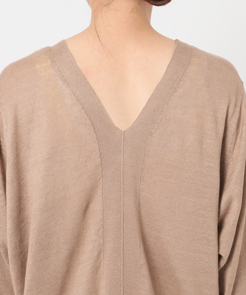 【美品☆】IENA LA BOUCLE リネン ローンオーバー ワンピース セール】IENA LA BOUCLE リネンニットVネックワンピース
