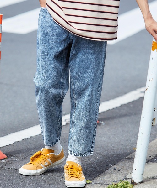 MONO-MART(モノマート)の「ワイドテーパードデニムパンツ(10oz DENIM)(デニムパンツ・メンズ・ホワイト/ブラック/サックスブルー/インディゴブルー/ブラック系その他/ブルー系その他/ワンウォッシュ/ブルー系その他2/ブルー系その他3・S/M/L)」の20枚目の写真