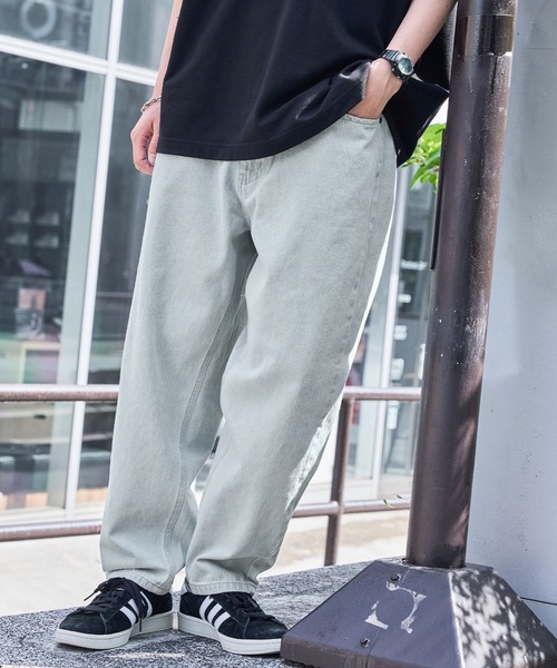 MONO-MART(モノマート)の「ワイドテーパードデニムパンツ(10oz DENIM)(デニムパンツ・メンズ・ホワイト/ブラック/サックスブルー/インディゴブルー/ブラック系その他/ブルー系その他/ワンウォッシュ/ブルー系その他2/ブルー系その他3・S/M/L)」の10枚目の写真