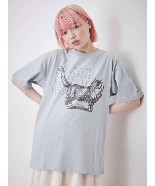 merry jenny（メリージェニー）の「【WEB限定】walk CAT Tee（Tシャツ/カットソー・レディース・ブラック/オフホワイト/ブルー・FREE）」の3枚目の写真