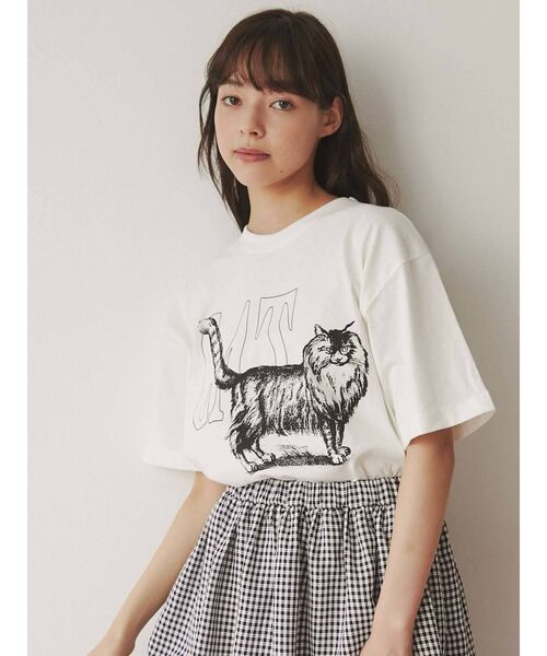 merry jenny（メリージェニー）の「【WEB限定】walk CAT Tee（Tシャツ/カットソー・レディース・ブラック/オフホワイト/ブルー・FREE）」の5枚目の写真