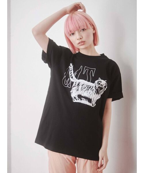 merry jenny（メリージェニー）の「【WEB限定】walk CAT Tee（Tシャツ/カットソー・レディース・ブラック/オフホワイト/ブルー・FREE）」の9枚目の写真